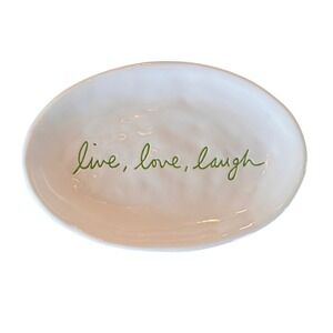 Department 56 Live Love Laugh White Ceramic Oval Trinket Tray Dish 8"